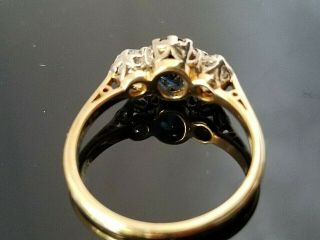 Antique/Vintage Dark Blue Sapphire Minor Cut Diamond 18k yellow gold ring 5