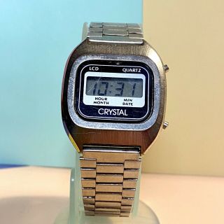 Vintage / Retro Lcd Quartz Crystal Digital Watch Order With Battery