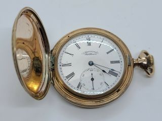Antique 1890 Waltham Ladies Gold G.  F.  Victorian Full Hunter Pocket Watch