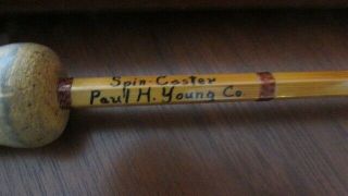 Vtg Paul H.  Young Co.  Detroit Bamboo Fly Rod Spin Caster Model 7 Ft 2 " W/ Case