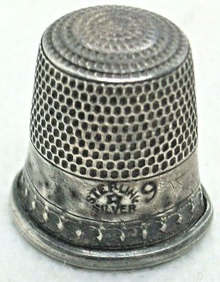 Vintage To Antique Sterling Silver Thimble Size 9