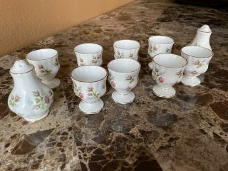 Winsome Royal Albert Egg Cup Set With Salt And Pepper Shaker 10 Pc Vintage