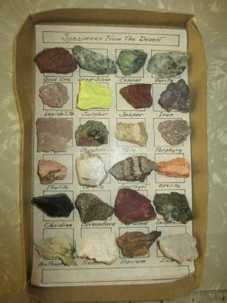 Vintage 1950 ' s (24) Rock Specimens from the Desert Minerals Gems Geology 3