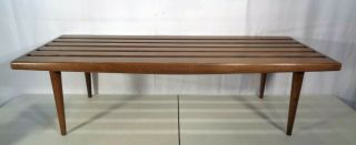 Vintage Mid Century Modern Hardwood Slat Bench Coffee Table 48 " X 19 "