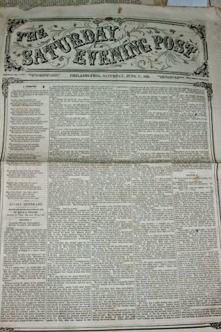 Np6,  Vintage Newspaper Saturday Evening Post 6/17/1865