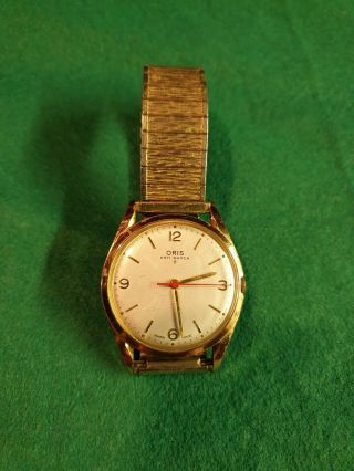 Vintage Oris Mens Gold Plated Watch Lunette Plaque G 10 Microns,  Gwo,  Vgc (a28)