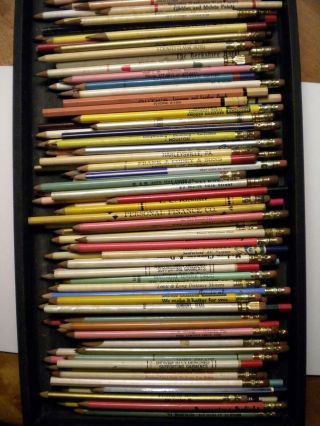 100,  Vintage Thin Wood Advertising Pencils