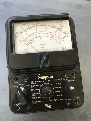 Vintage Simpson 260 Series 6 Volt Ohm Multi Meter Analog Multi Meter Instrument
