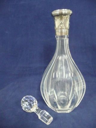 Antique Baccarat Crystal Carafe/decanter W/sterling Collar,  Minerva 1 Hallmark