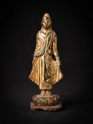 Antique Wooden Burmese Buddha Statue From Burma,  19th Century
