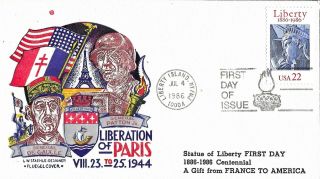 1986 Fdc,  2224,  22c Statue Of Liberty,  Vintage Fluegel Cover/staehle Cachet