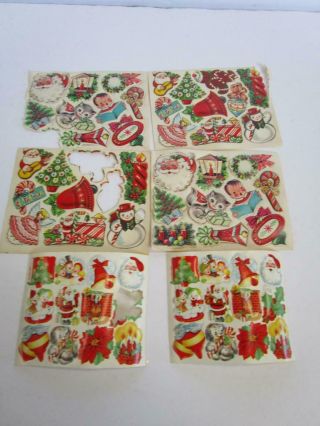 59 Vintage Dennison Eureka Usa Christmas Gummed Seals Stickers Retro Santa Toys