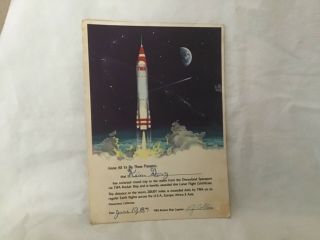 Vintage Retro Disneyland 1955 - 1961 Twa Rocket To The Moon Flight Certificaterare