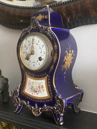 A French Porcelain Mantle Clock By A.  D Mougin Circa 1890 2