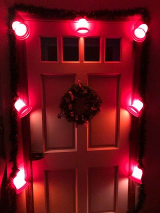 Vintage Lighted Large Christmas Bells And Garland -