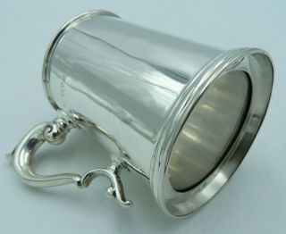 Georgian Style Solid Silver & Glass Half Pint Mug (tankard,  Cup) - 1930s Antique