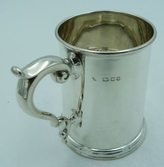 Georgian Style Solid Silver & Glass Half Pint Mug (Tankard,  Cup) - 1930s Antique 2