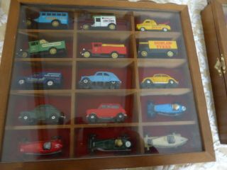 Vintage Car " Display Cases X2 " Wood,  Glass And Felt