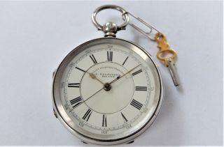 1895 Silver Cased English Lever Chronograph Center Second Pocket Watch
