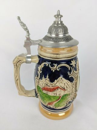 Vintage Zoller & Born Ramstein Germany Collectible Beer Stein 8.  5 Painted Lidded