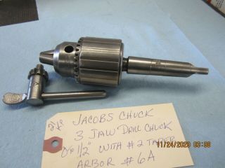 Metal Lathe Jacobs 3 Jaw Drill Chuck 0 To 1/2 Cap With 2 Taper Arbor