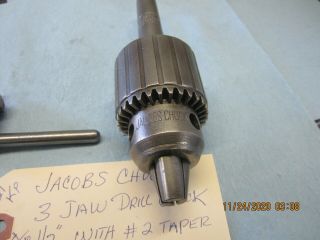Metal Lathe JACOBS 3 Jaw Drill Chuck 0 to 1/2 cap with 2 taper arbor 2