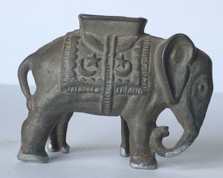 Vintage Antique 1930s 3” Cast - Iron Elephant w/Howdah Seat Still Bank 2