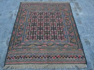 F1137 Vintage Handmade Afghan Tribal Sumik Wool Kelim Oriental Rug 4 