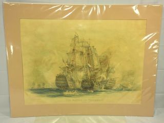 Antique 1905 Naval Battle Print The Battle Of Trafalgar William Lionel Wyllie