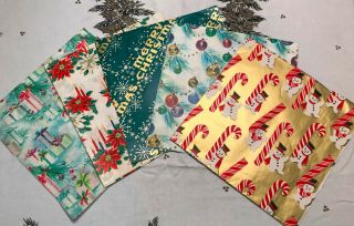 Vintage Christmas Wrapping Paper Gift Wrap 5 Sheets 1950 