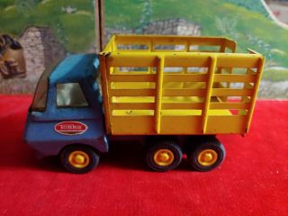 Vintage 1960s Tonka Mini Stake Bed Dump Truck Blue And Yellow 5” Long