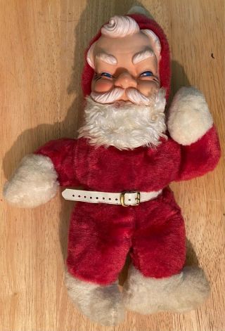 Vintage Rubber Face / Plush Santa Claus Christmas Doll - 13 Inches 2