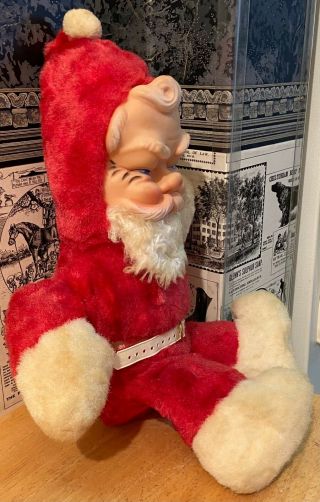 Vintage Rubber Face / Plush Santa Claus Christmas Doll - 13 Inches 3