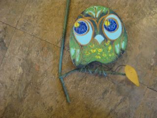 Vintage Signed Curtis Jere Wall Art Sculpture MCM Enamel Copper Owl Orange/Blue 4