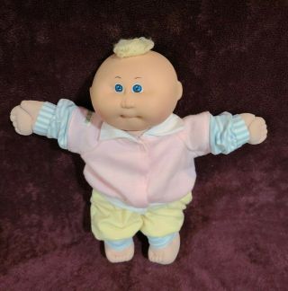 Vintage Cabbage Patch Kids Doll Baby 1985 Blonde Patch Of Hair Blue Eyes Cute