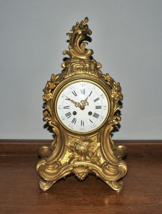 19th Century Japy Freres French Ormolu Bronze Mantel Clock Dated 1878