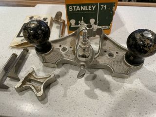 Antique Vintage Stanley Hand Plane No 71 With Box And Accessories