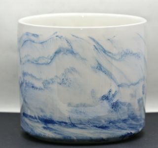 Large Vintage Chinese Hand Painted Blue & White Porcelain Incense Burner C1980s