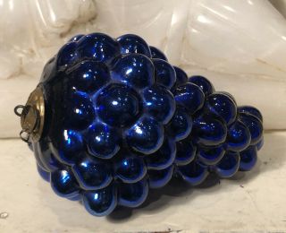 Antique Victorian German Cobalt Blue Grape Cluster Kugel Christmas Ornament