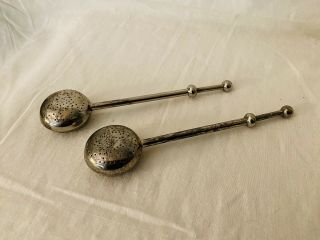 Set Of 2 Vintage Tea Infusers With Strainer Push Spring Handle
