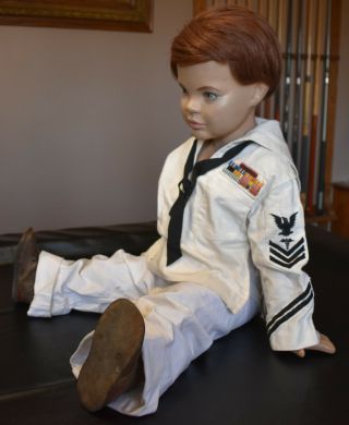 Vintage Boy Mannequin Store Display.  With Sailers Outfit & Antique Shoes