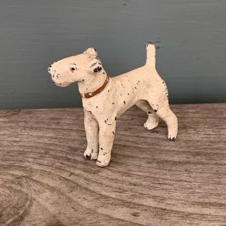 Antique Irish Terrier Figurine England Lead Statue Miniature Vtg Figure Painted