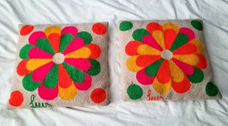 2 (Two) VINTAGE Mid Century LUIS MONTIEL Mali Mai Venezuela Tapestry Pillow Cases 2