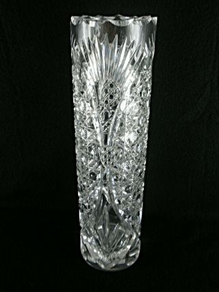 Large Antique Baccarat Finest Flawless Crystal Rouleau Vase W/ Diamonds