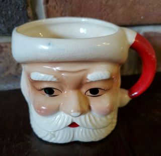 Vintage Christmas Santa Claus Coffee Mug Cup Ceramic Mid Century Mini Japan Old