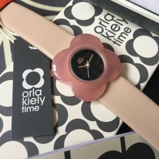 Orla Kiely Poppy Pink Flower Case Leather Strap Watch Ok2060 Rrp £85