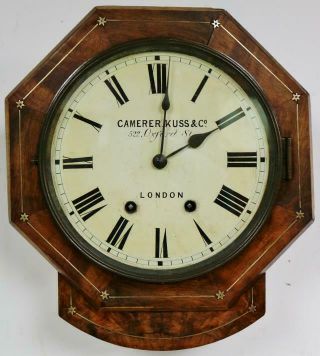 Antique C1850 Early Black Forest 8 Day Striking Walnut Drop Dial Wall Clock