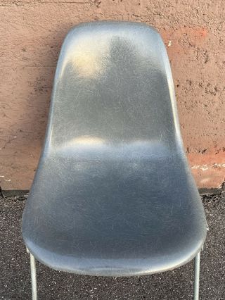Vtg Herman Miller Eames Fiberglass Shell Chair Elephant Grey Wide Mount MCM 2 4