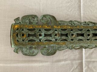 Antique Vintage Chinese Bronze Sword / Jian with Ornate Sculpted Bronze Sheath 5