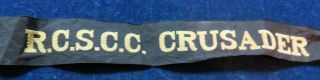 Orig Vintage Rcn Cap Tally " Rcscc Crusader " Royal Canadian Navy